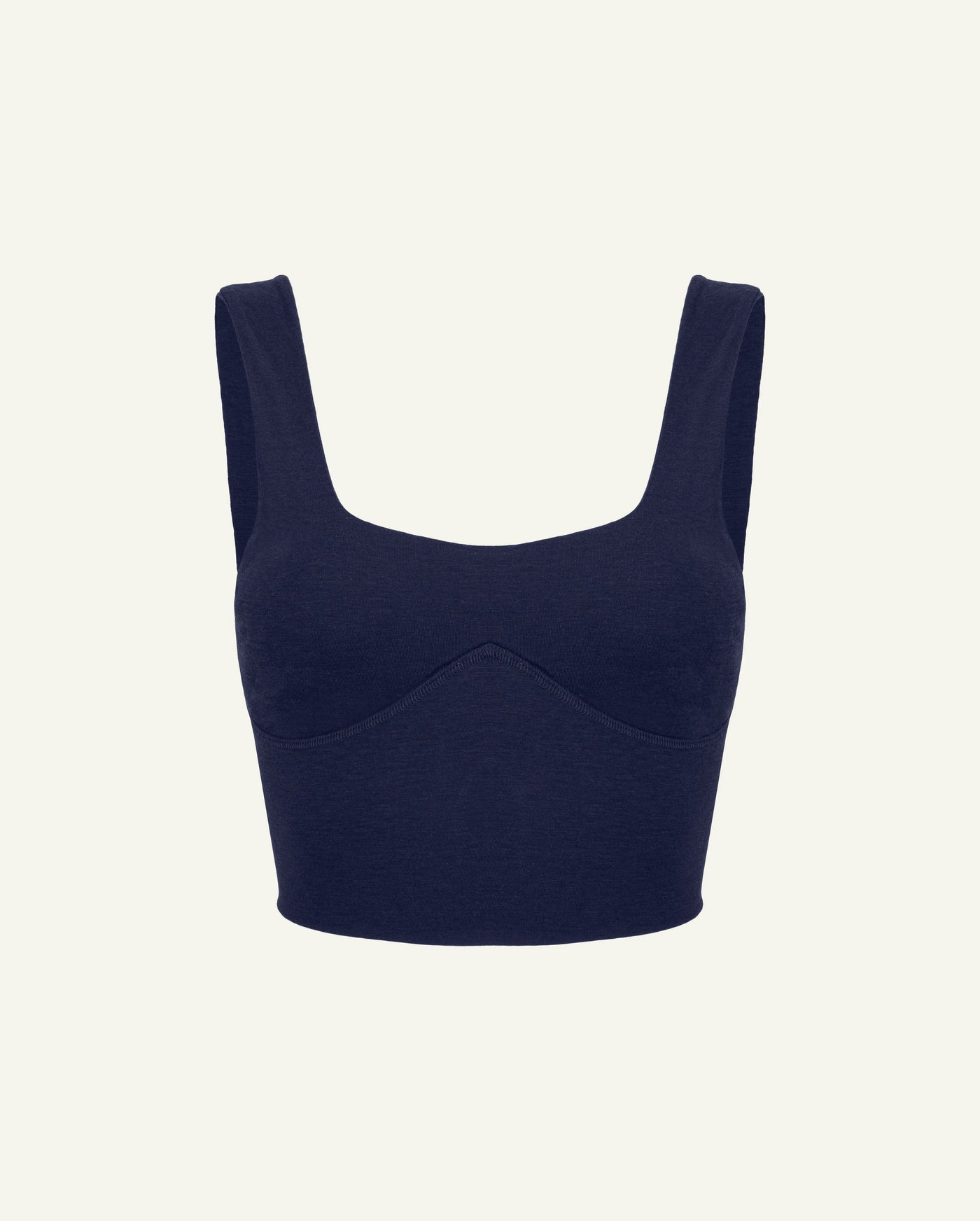 Conjunto Deportivo de Lujo Natural: Top de Lana Merino y Shorts de Seda - Azul Marino y Blanco - Ropa Deportiva Orgánica