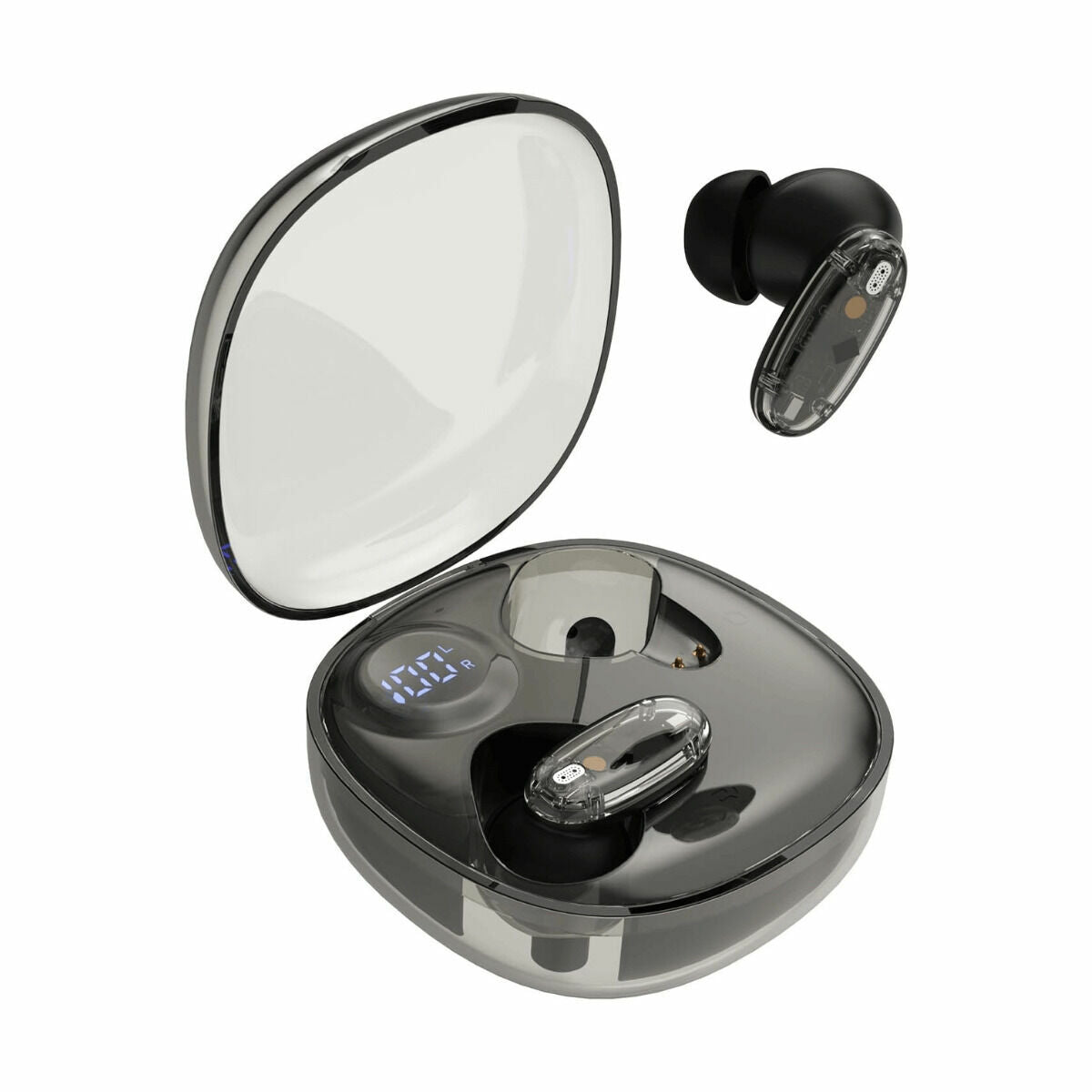 Audífonos Deportivos Mars Gaming MHIB2 - Bluetooth 5.3, Ultra-Ligeros y Ergonómicos - Negro Transparente 