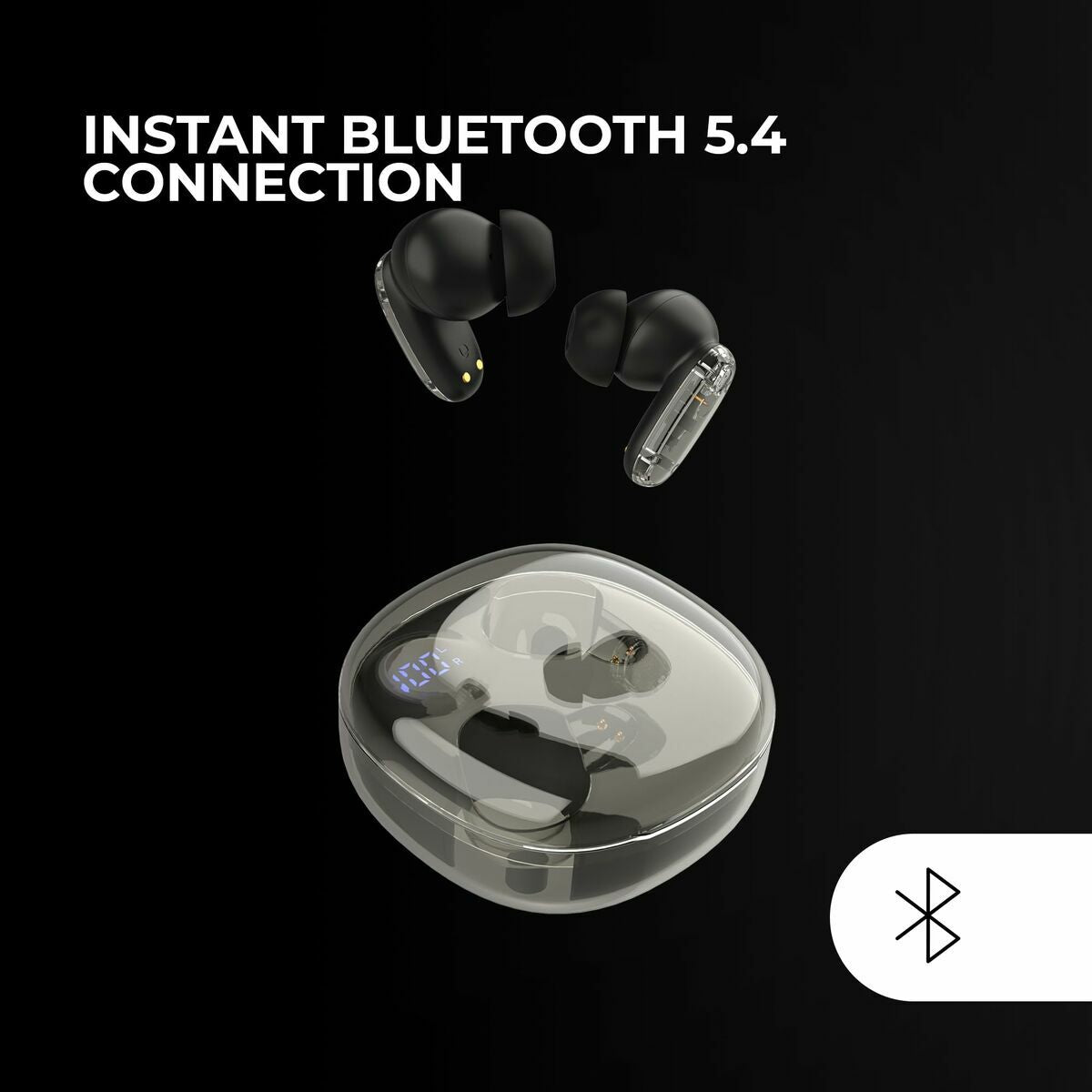 Audífonos Deportivos Mars Gaming MHIB2 - Bluetooth 5.3, Ultra-Ligeros y Ergonómicos - Negro Transparente 