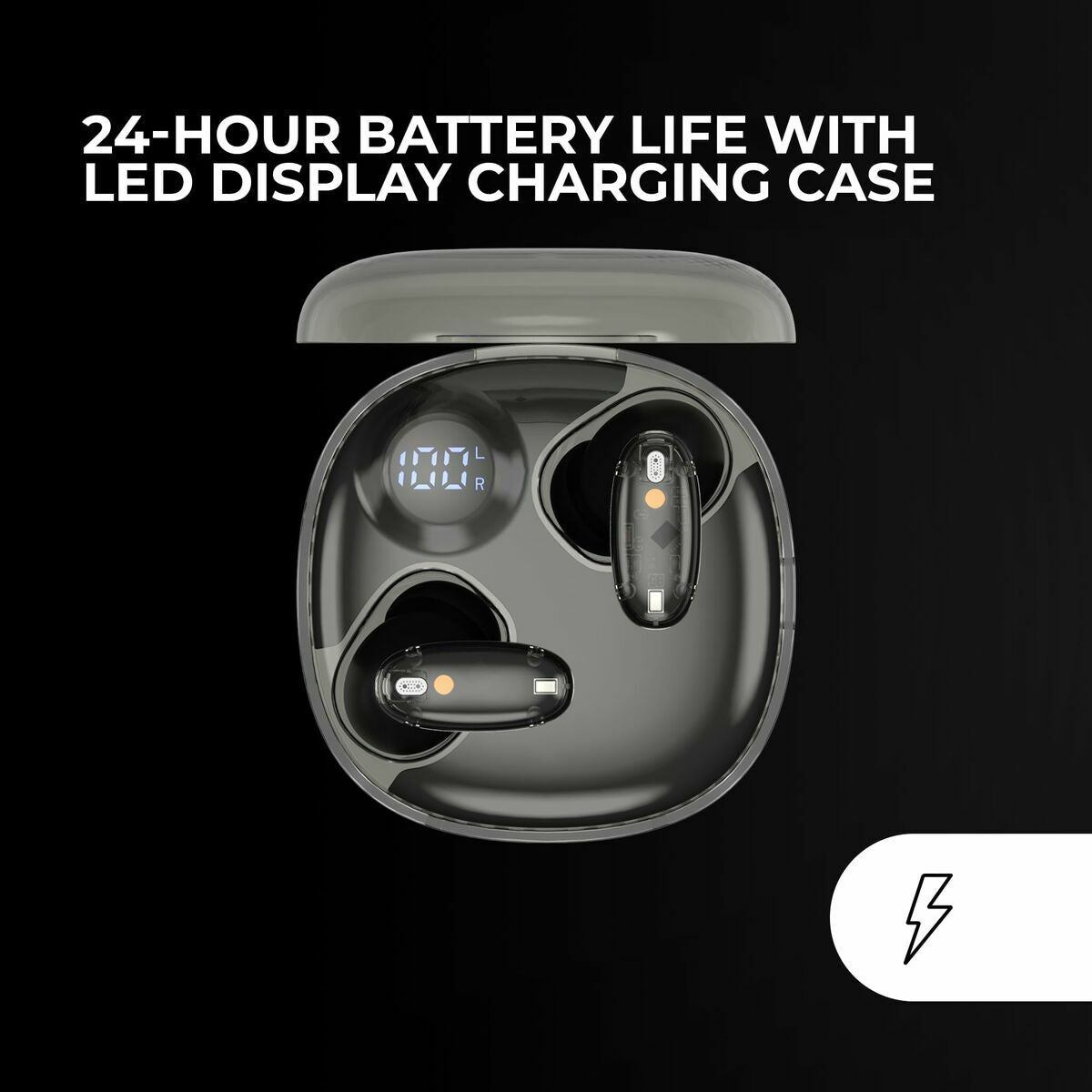 Audífonos Deportivos Mars Gaming MHIB2 - Bluetooth 5.3, Ultra-Ligeros y Ergonómicos - Negro Transparente 