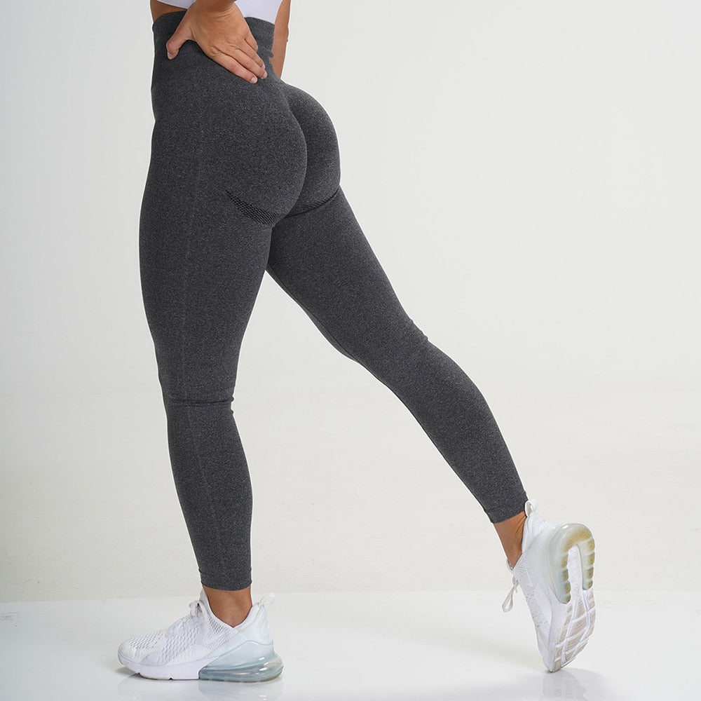 Leggings de cintura alta sin costuras para mujer, leggings deportivos para gimnasio, leggings deportivos para fitness, pantalones de yoga, leggings ajustados para correr