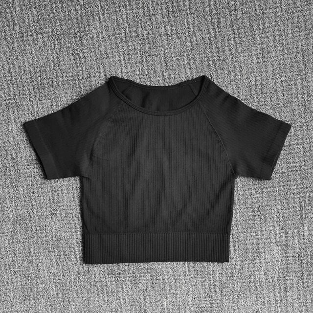 Camisetas de yoga para mujer, top corto de manga corta, tops de gimnasio, fitness, correr, entrenamiento, camisetas deportivas, ropa deportiva