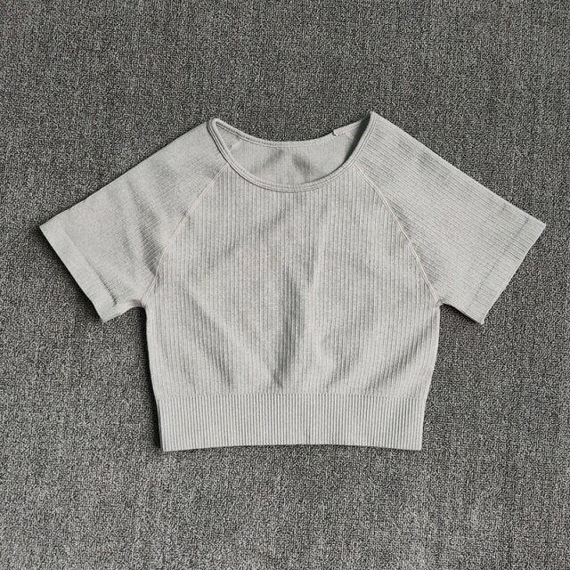 Camisetas de yoga para mujer, top corto de manga corta, tops de gimnasio, fitness, correr, entrenamiento, camisetas deportivas, ropa deportiva