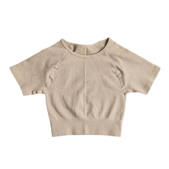 Camisetas de yoga para mujer, top corto de manga corta, tops de gimnasio, fitness, correr, entrenamiento, camisetas deportivas, ropa deportiva