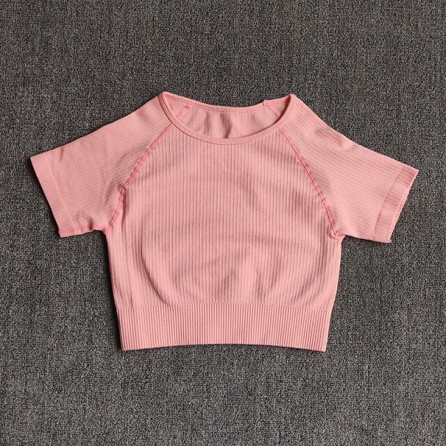 Camisetas de yoga para mujer, top corto de manga corta, tops de gimnasio, fitness, correr, entrenamiento, camisetas deportivas, ropa deportiva