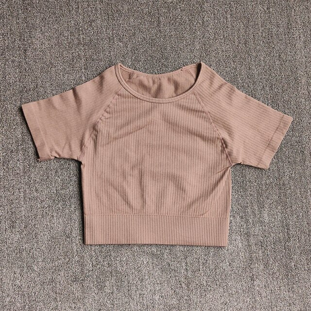 Camisetas de yoga para mujer, top corto de manga corta, tops de gimnasio, fitness, correr, entrenamiento, camisetas deportivas, ropa deportiva